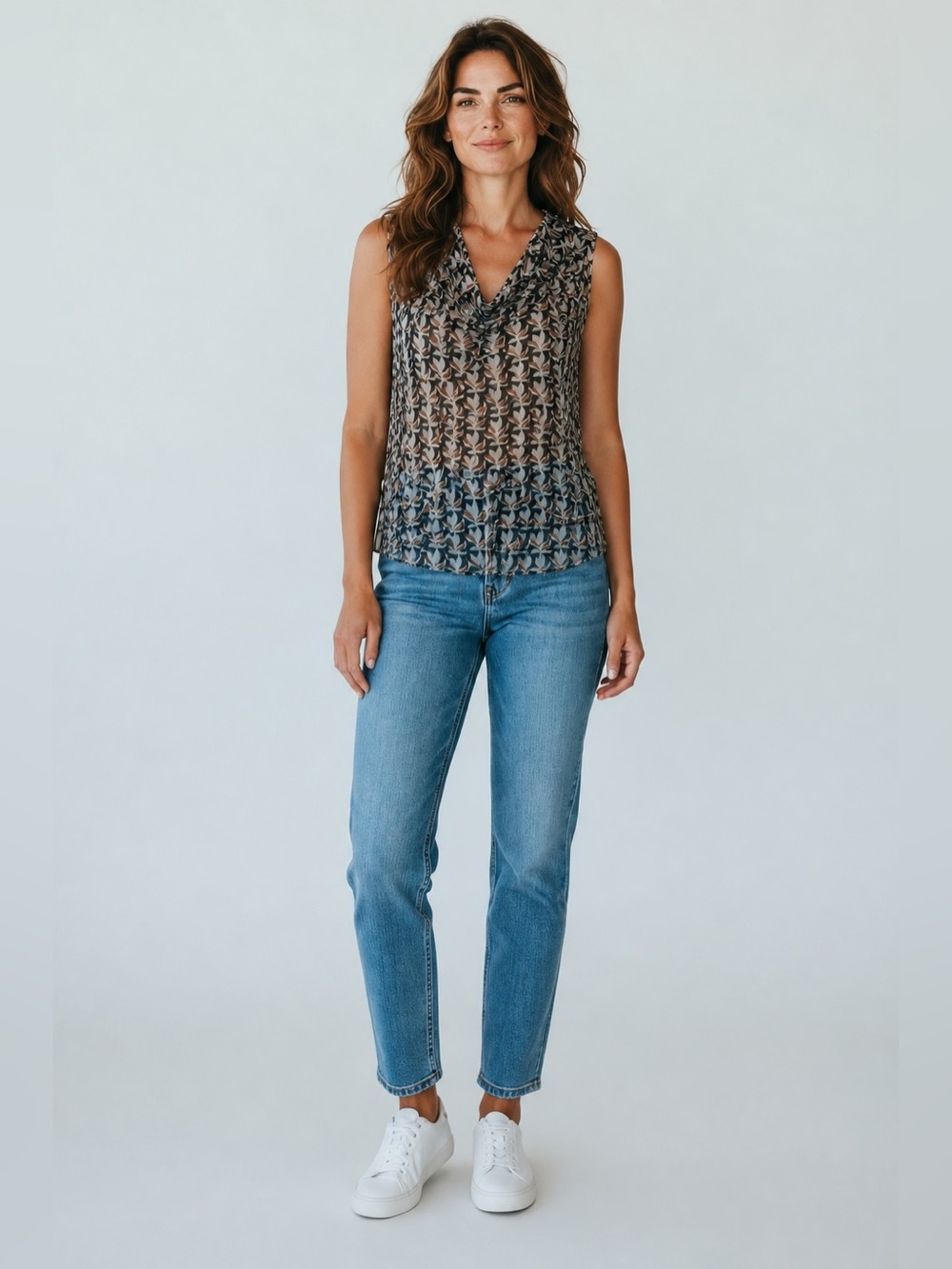 Patterned Sleeveless Top
